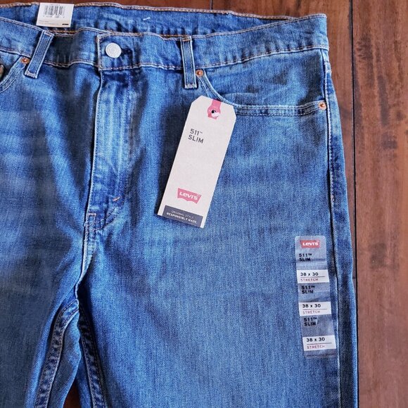 Levis 511 Jeans Women's 38 x 30 Blue Denim Slim Fit Mid-Rise Stretch Soft NWT - Picture 6 of 15